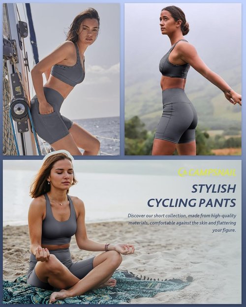 CAMPSNAIL Biker Shorts for Women - High Waisted Spandex with Pockets | Tummy Control in 3"/5"/8" Sizes