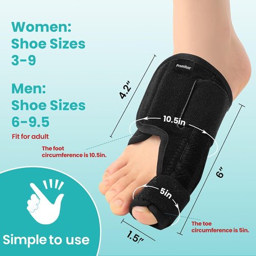 Promifun Toe Splint for Broken Toes - Big Toe Splint for Women & Men - Support Brace for Day & Night Use - Bunion Corrector - 1 Pair