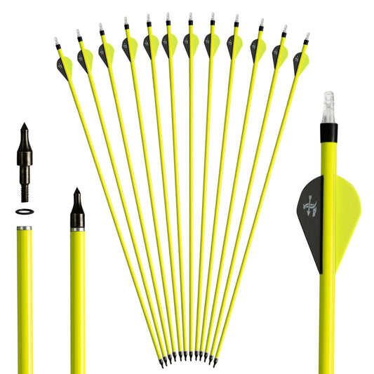 S F 28 inch Carbon Arrow Practice Hunting Arrows Spine 500 for Compound & Recurve Bow(Pack of 12)