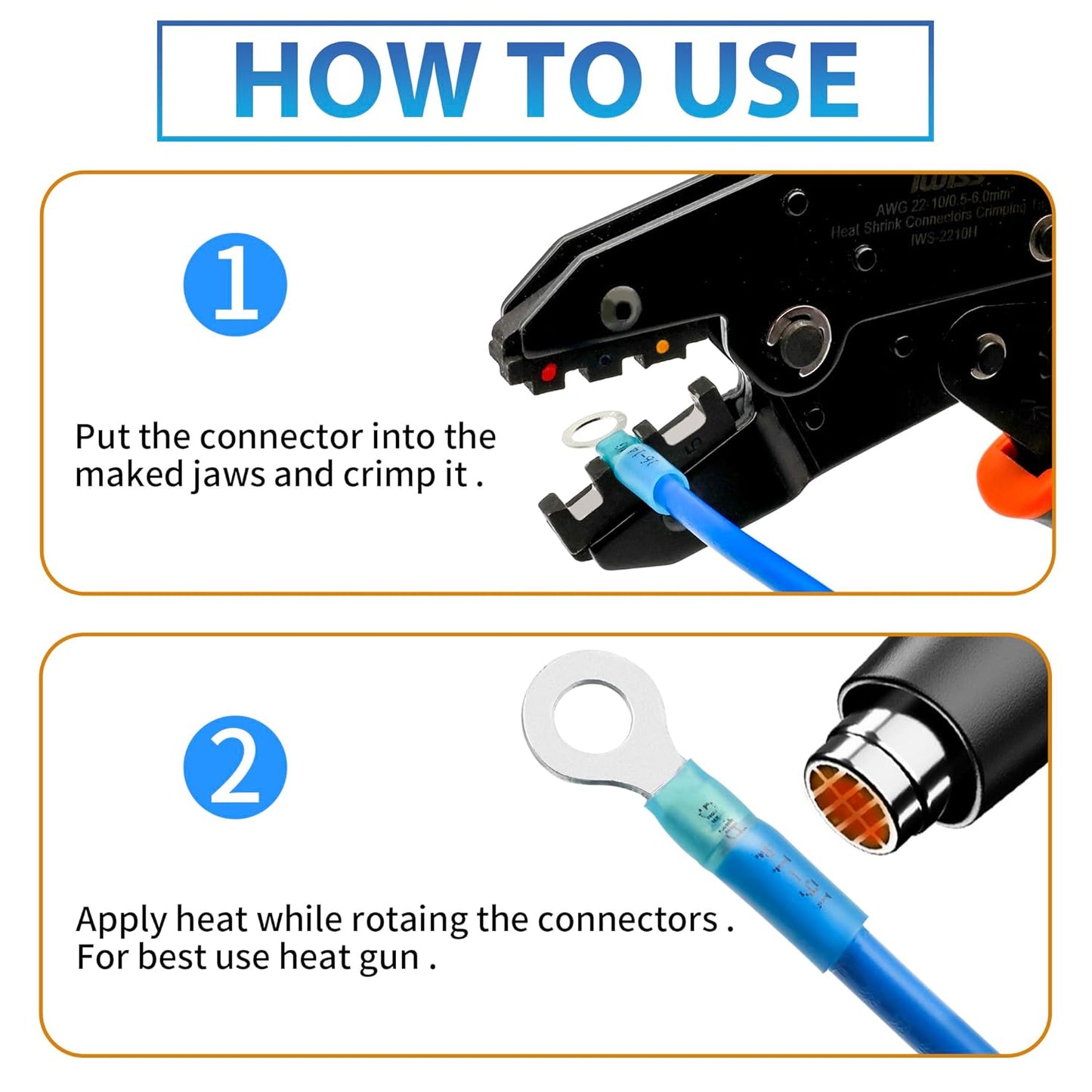 180Pcs Heat Shrink Wire Connectors Kit - Waterproof Electrical Crimp Terminals for Marine & Automotive Use