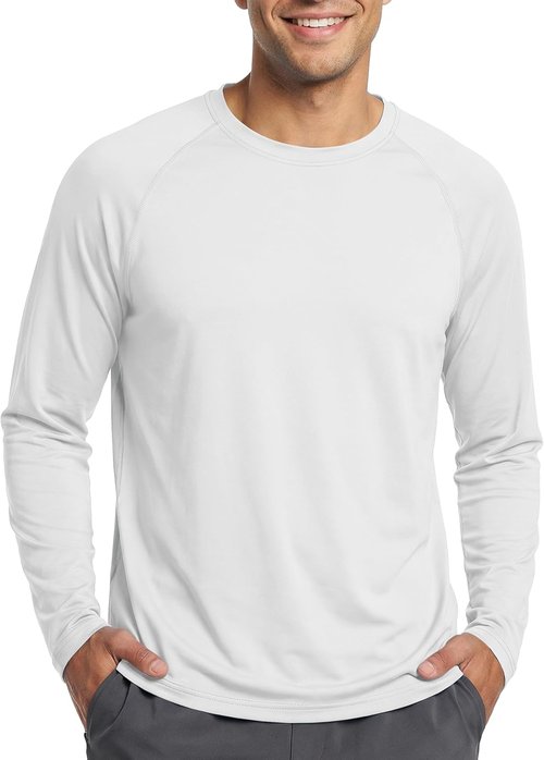 MAGCOMSEN Men's Sun Protection Shirt - UPF 50+ Long Sleeve Dry Fit for Athletic Fishing & Running