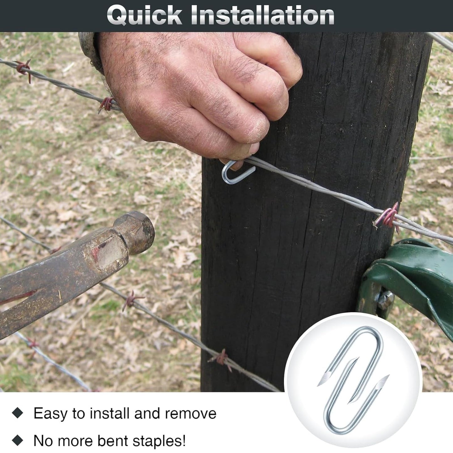 AHEONLAR Wire Fencing Staples (400PCS), 1'' Galvanised Fence Staples, U Nails Fence Fasteners Yard Cable Staples, U Shaped Nails for Wood, Chicken Wire, Mesh Fence, Woven Fencing and Wire Mesh