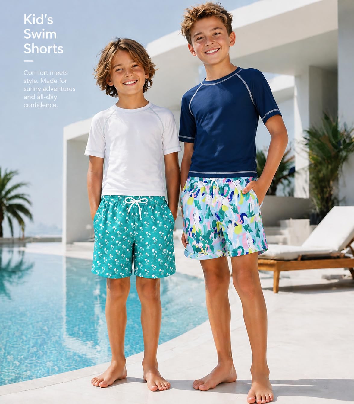 NebuKinex 2 Pack Boys Swim Trunks with Compression Liner Kids Youth Swim Shorts Quick Dry Bathing Suit Swimwear Beach Shorts 14-16