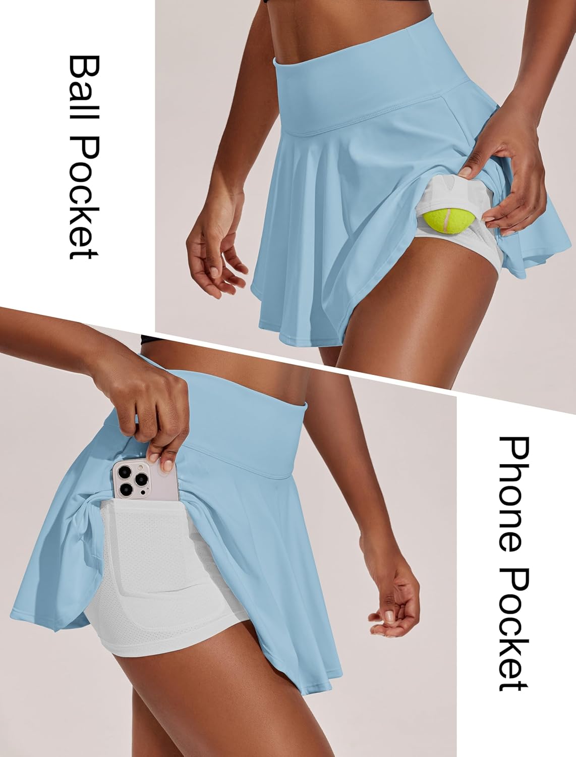 PINSPARK Women's Tennis Skirt - Pleated Athletic Skort with Pockets for Golf & Workout | High Waisted