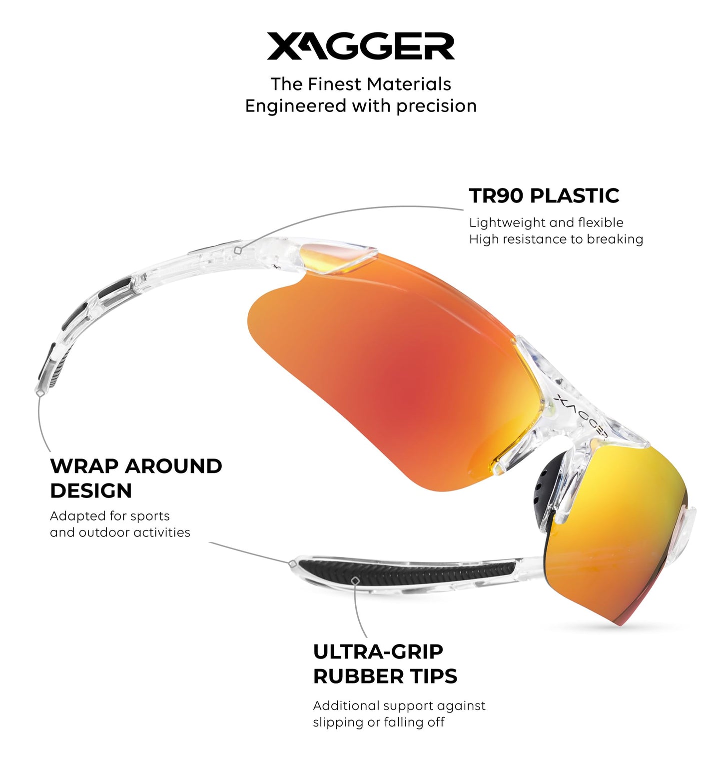 Xagger Kids Youth Polarized Sports Sunglasses for Boys Girls Baseball Softball Glasses TR90 Frame