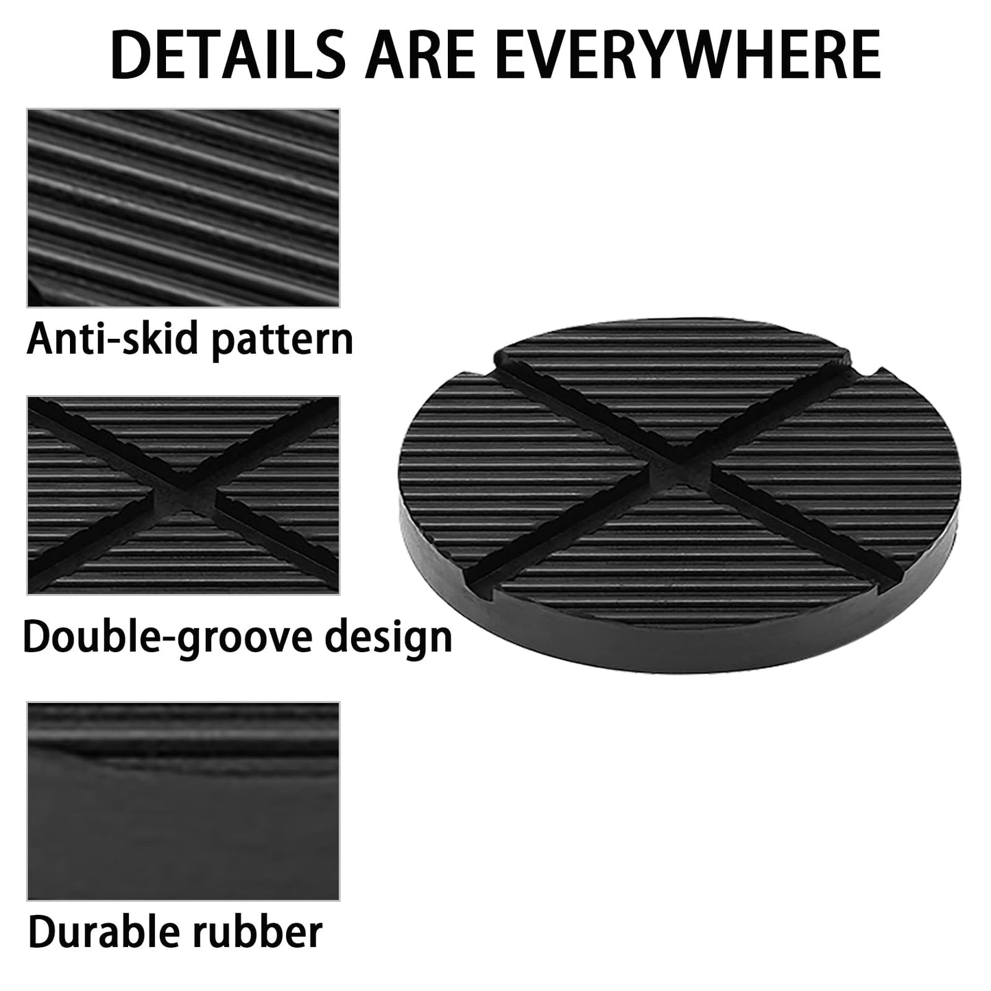 2PCS Rubber Jack Pads, Grooved Surface, Car Jack Block Jacks Adapter Jack Pad Jack Stand Pads for Pinch Welds Vehicle Lifts Rubber Floor Bracket