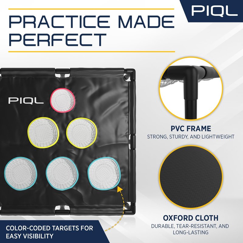 PIQL Pro Pickleball Target Net - Pickle Ball Training Aid and Social Games Pickle Ball Practice Equipment, Target System, Dink Pad Practice, Drive and Drop Shot Trainer, Pickleball Gift
