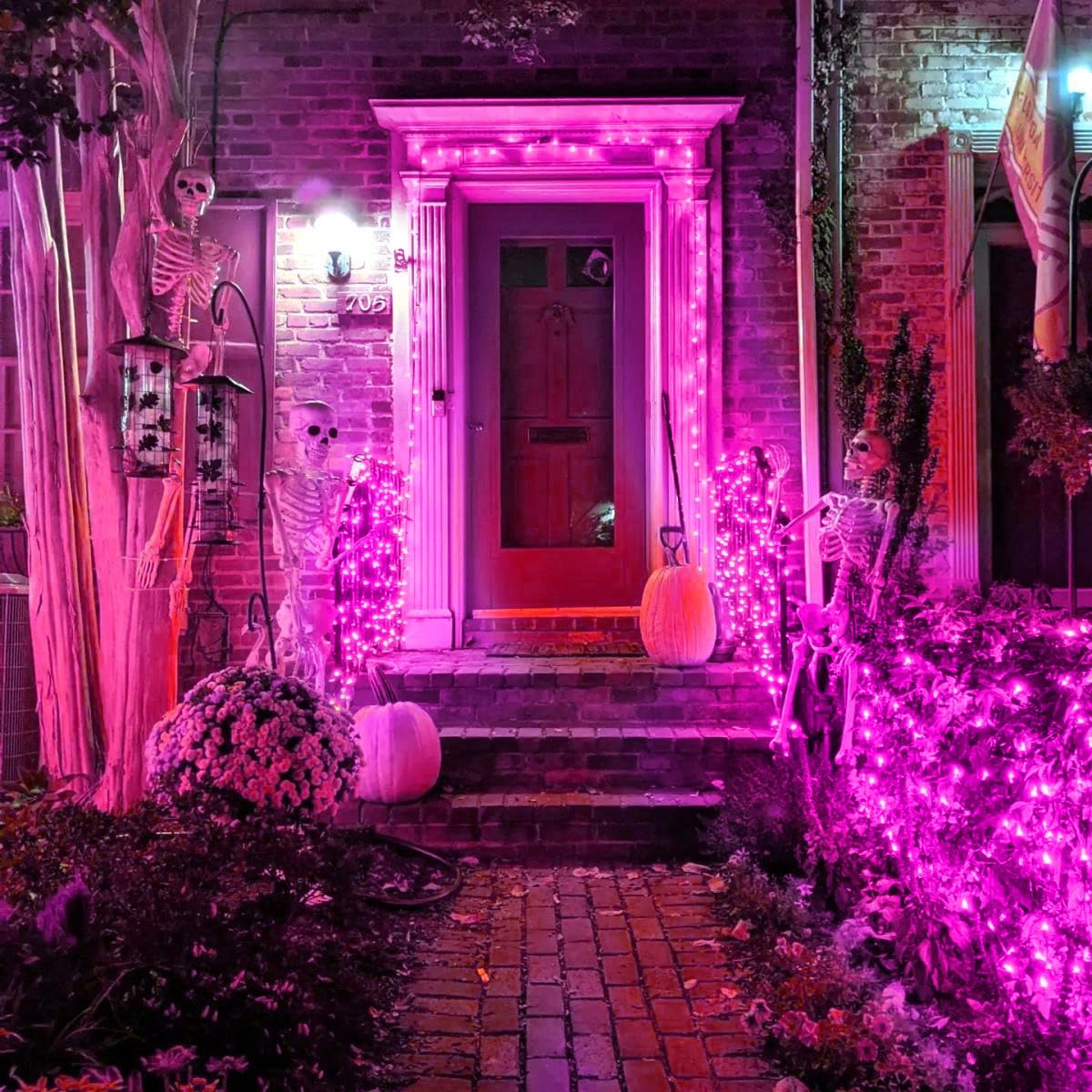 500 LED Pink Christmas Lights Black Wire,164 FT Outdoor Fairy Lights Plug in, Pink String Lights with 8 Twinkle Modes for Indoor Outdoor Bedroom, Yard, Wedding, Valentines Day Decoration