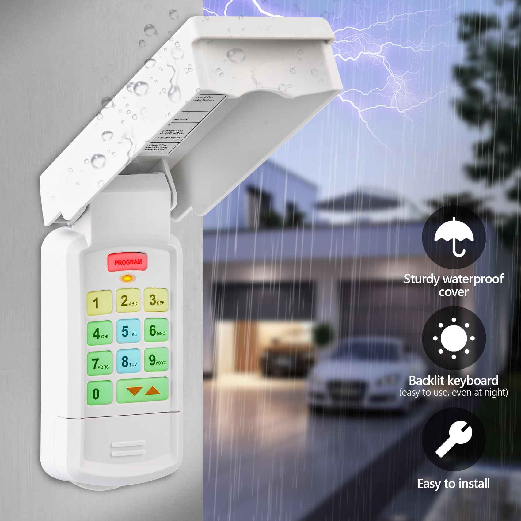 for Overhead Garage Door Opener Keypad, Compatible with All Overhead/Genie Garage Door Openers, Work with Model GK-R 37225R 37332R OKP-BX GK-BX GWKP, GWK-IC, ACSDG, ACSDA1, ACSD1G, B8QACSDA