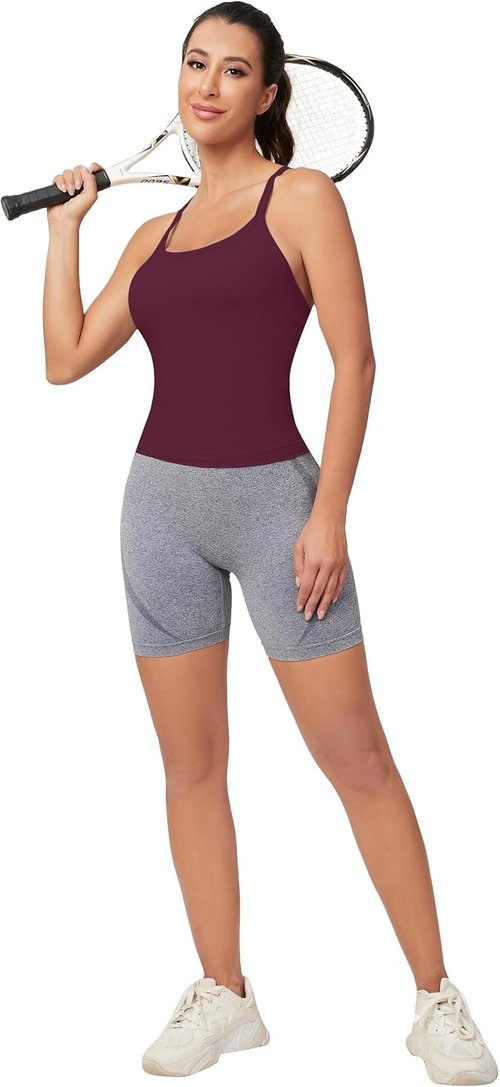 MathCat Women's Workout Tank Top - Built-In Bra, Sleeveless Racerback Athletic Yoga Shirt