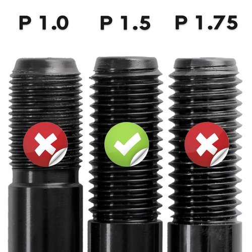 CyclingDeal Trainer Thru Axle - Bike Bicycle 12mm Rear Wheel Skewer for Indoor - Length 160mm to 172mm - Thread Pitch: M12 x P1.5 Spacers - 2.5mm/6mm Included