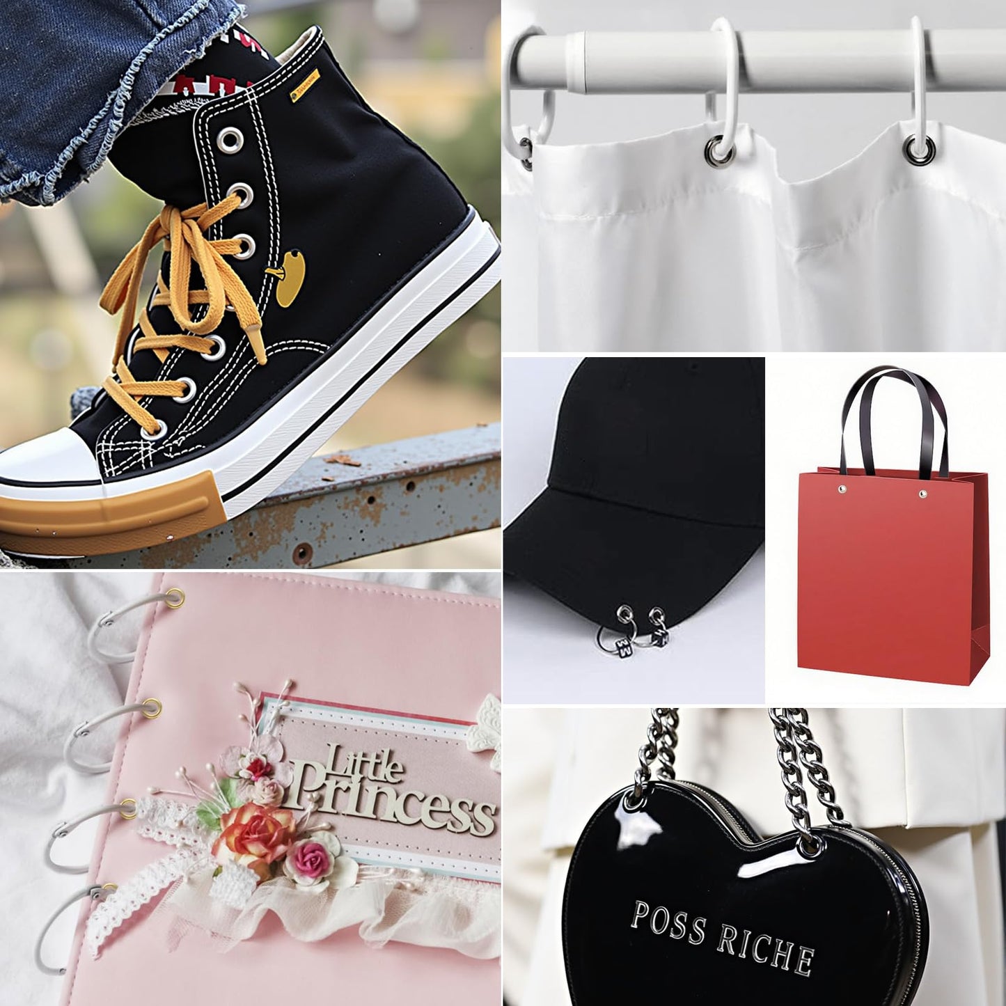 1203Pcs Grommet Tool Kit, 1/4 Inch 6mm(Inside Diameter) Grommet Eyelet Pliers Kit with 1200 Metal Eyelets with Washers(Gold, Silver and Copper), Eyelet Kit for Fabric, Leather, Shoes, Belt, Crafts