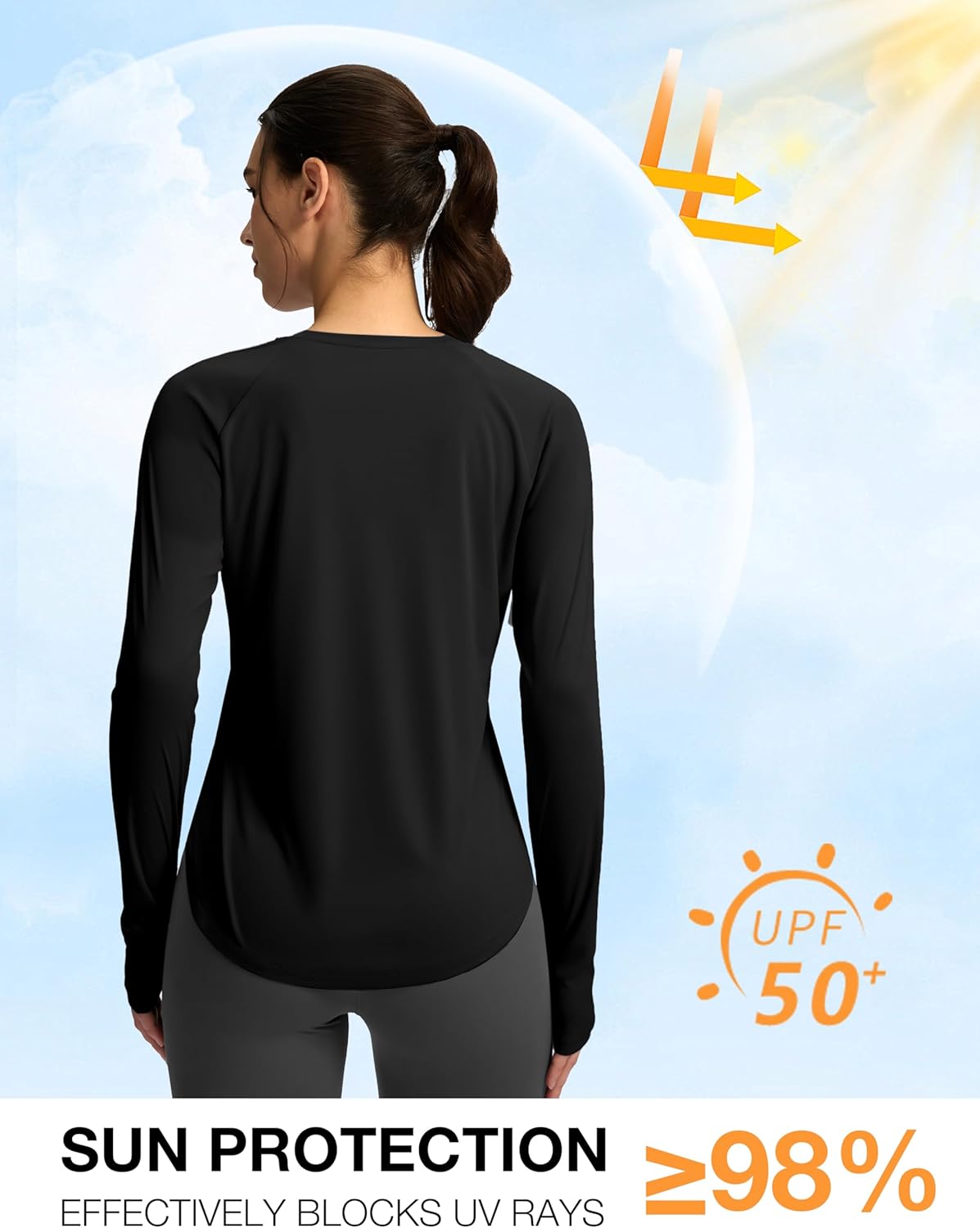 Soothfeel Women's Long Sleeve Workout Shirt - UPF 50+ UV Protection, Lightweight & Quick Dry