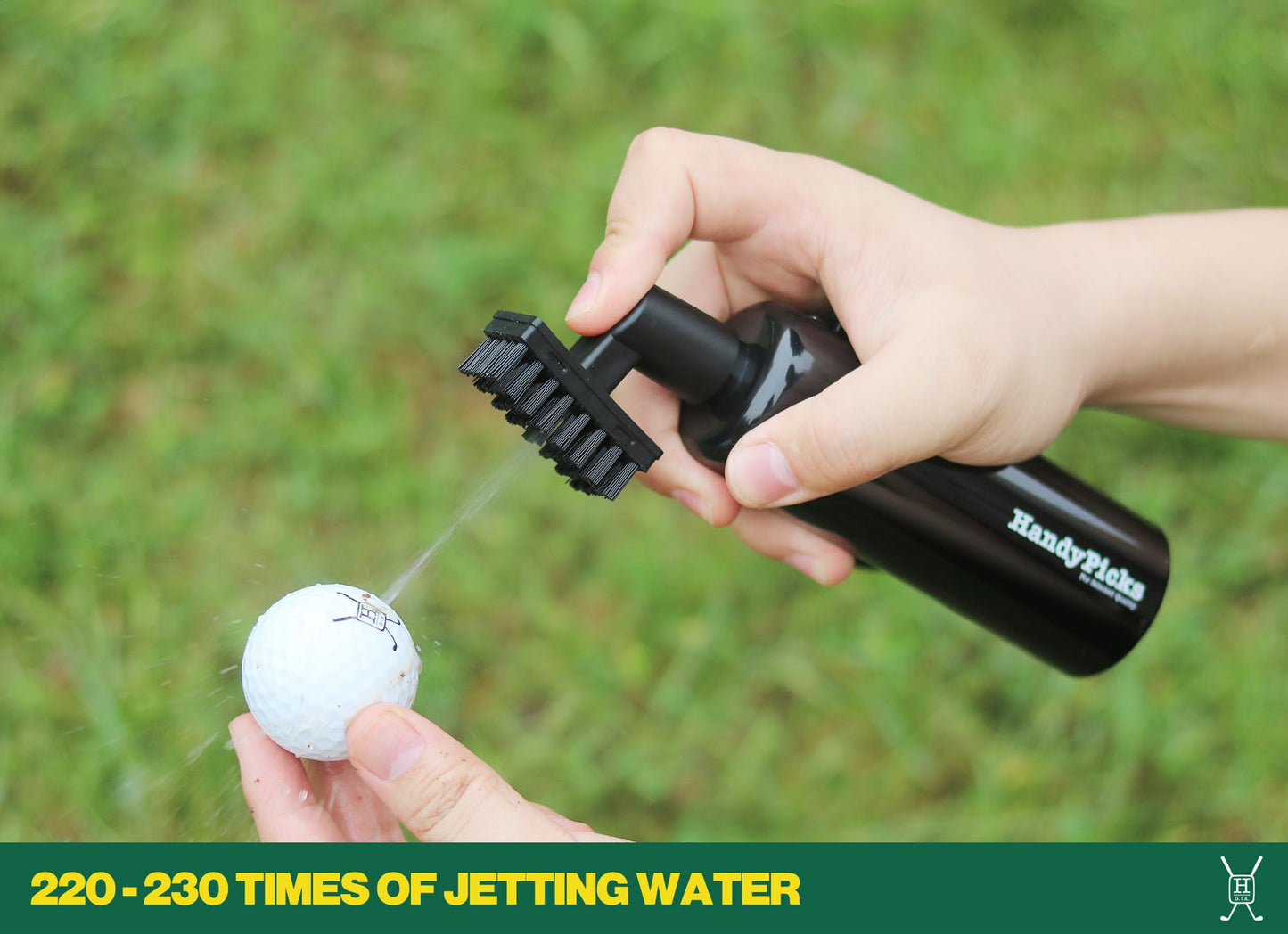 Handy Picks Golf Club Cleaner with Water, Spray Water Bottle Holds 5.5 OZ Water with Heavy Duty Metal Retractable Magnetic Clip, Waffle Microfiber Golf Towel, Ideal Golf Water Brush Combo Kit Black