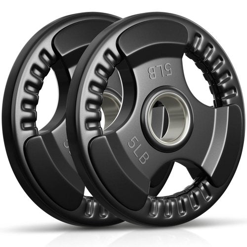 Holleyweb Weight Plates Olympic Rubber Grip Plates 2-Inch Cast Iron Grip Plates Bumper Plates for Strength Training, Weightlifting, Crossfit Weights for Home Gym (A-YD07001)