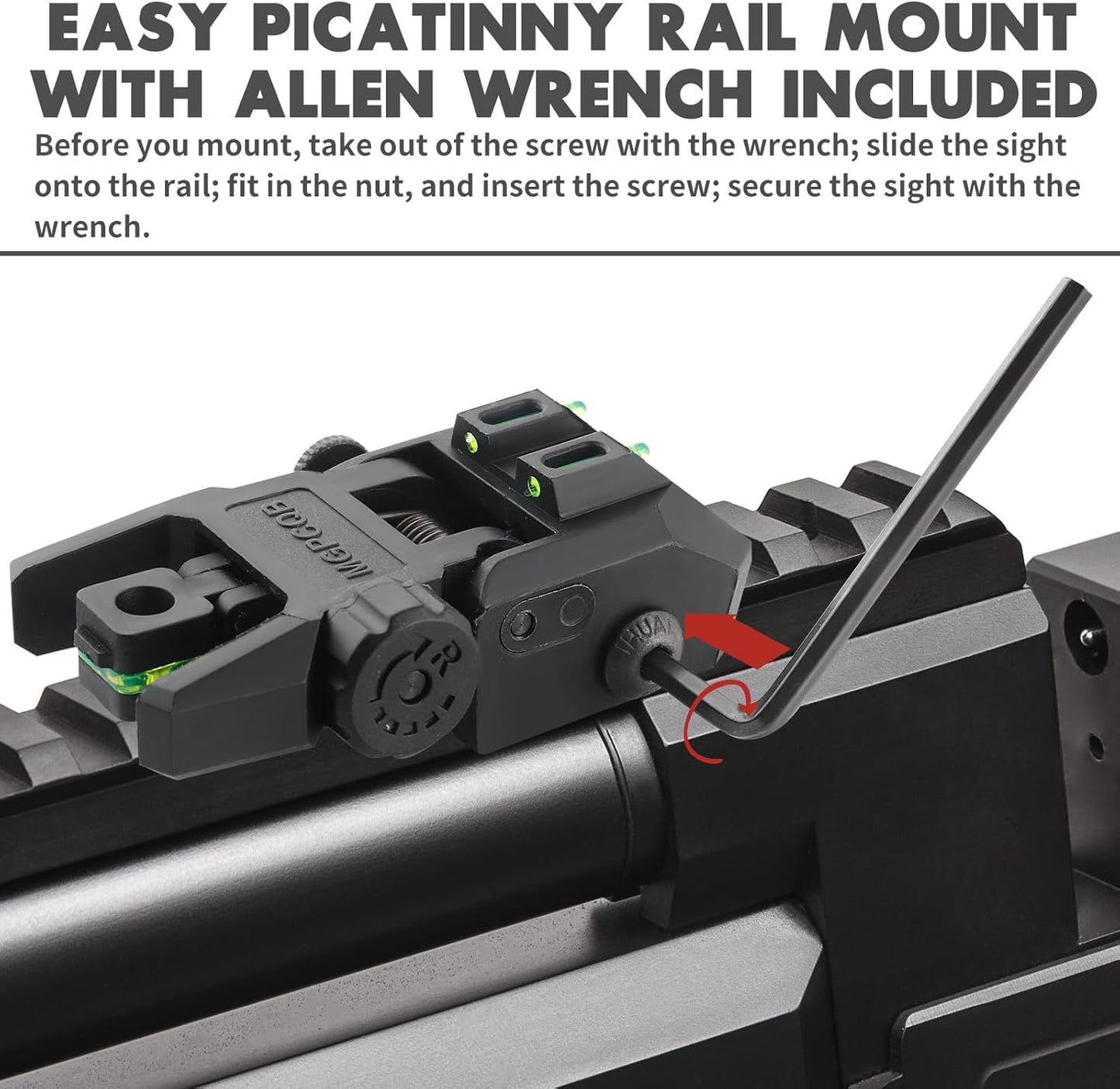 ZBULAR Fiber Optic Sights - Tool-Free Adjustable Flip Up Front & Rear Backup Sights | Green & Red Dots
