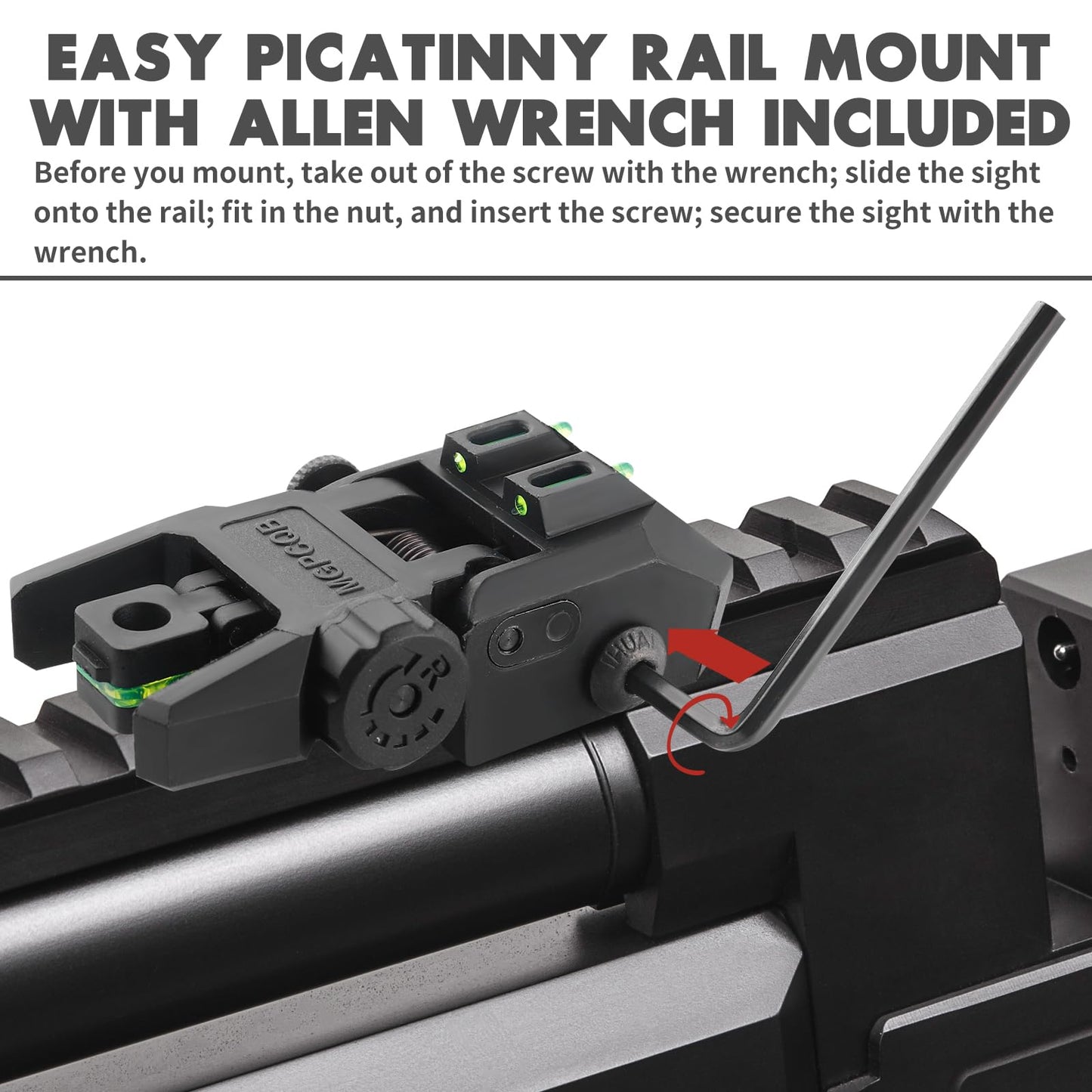 ZBULAR Fiber Optic Sights, Flip Up Front and Rear Backup Sights with Green Red Fiber Optics Dots, Tool-Free Adjustable Front Sight Rapid Transition