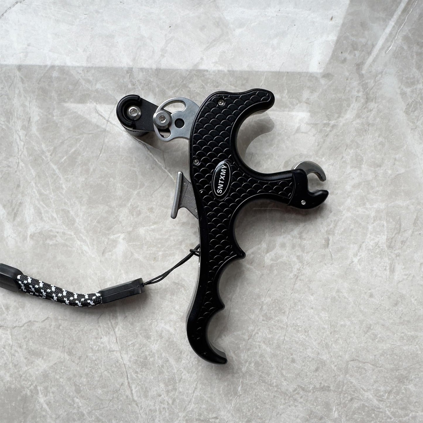 sntxmy Bow Release for Compound Bow, Archery Release Trigger, Compound Bow Release, Thumb Release. (4 Finger Bow Release, Silvery)