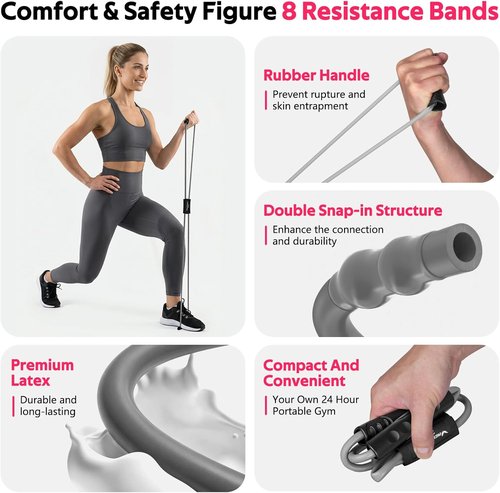 Figure 8 Resistance Bands by Skiennix - Versatile Exercise Bands with Handles for Arm & Shoulder Stretch