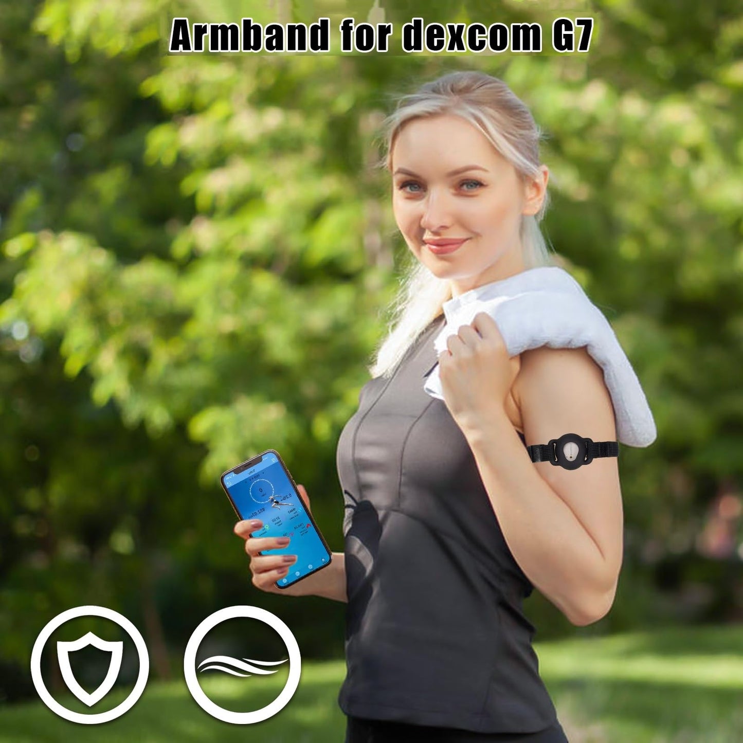 Arm Band for Dexcom G7, 8-18" Inch Adjustable Armband Compatible with CGM Continuous Glucose Monitor System Transmitter Protection Sensor Cover (No More Adhesive Patches Waterproof)