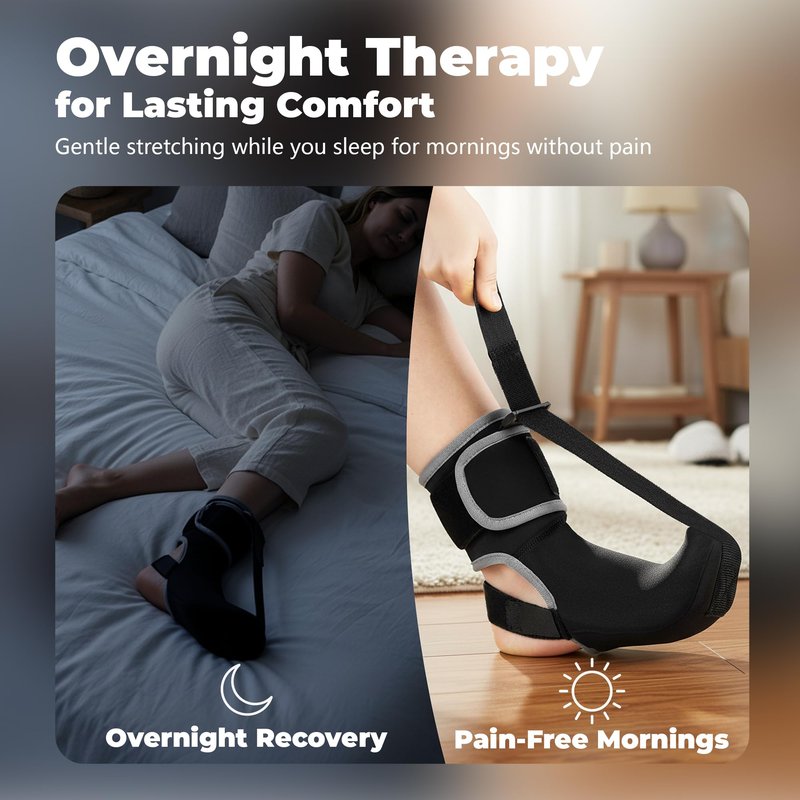 CHJOD Plantar Fasciitis Night Splint Sock - Adjustable Planter Facetious Relief Brace for Women Men,Soft Plantar Fascia Boot for Sleeping,Support Relief Foot Drop Achilles Tendonitis Relief Day Night