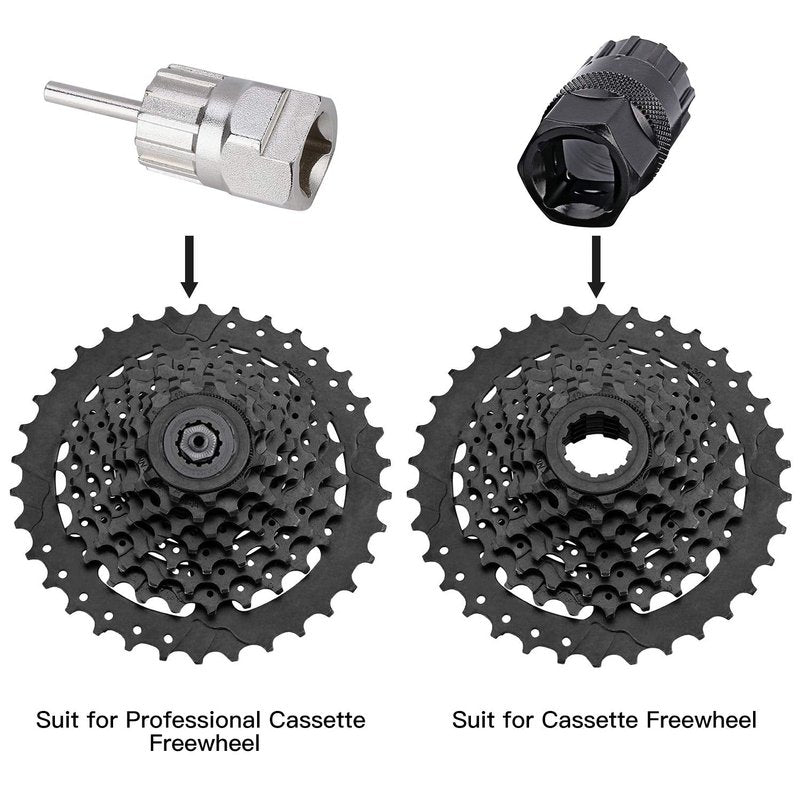QKURT Bike Chain Whip Tool Kit, 3PCS Cycle Cassette Removal Tool Fit for 7,8,9,10,11,12 Speed Chains