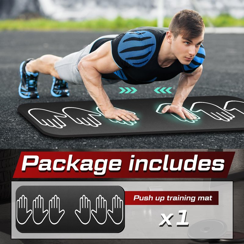 15 mm Fitness Workout Push up Rollers Sit up Training Exercise Mat with Hand Placement Marks to Train Muscle Groups 31.5 x 13.8 Inch Non Slip Portable Pad Home Workout Equipment, Gift for Men