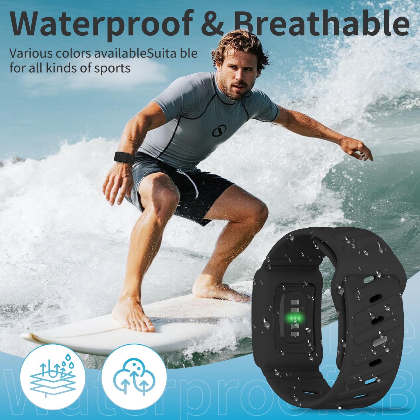 Zspoly Silicone Sport Band Compatible with Whoop 5.0 Bands One, Peak and Life,Soft Comfort Durable Replacement Wristbands Compatible with Whoop 5.0 Silicone Bands