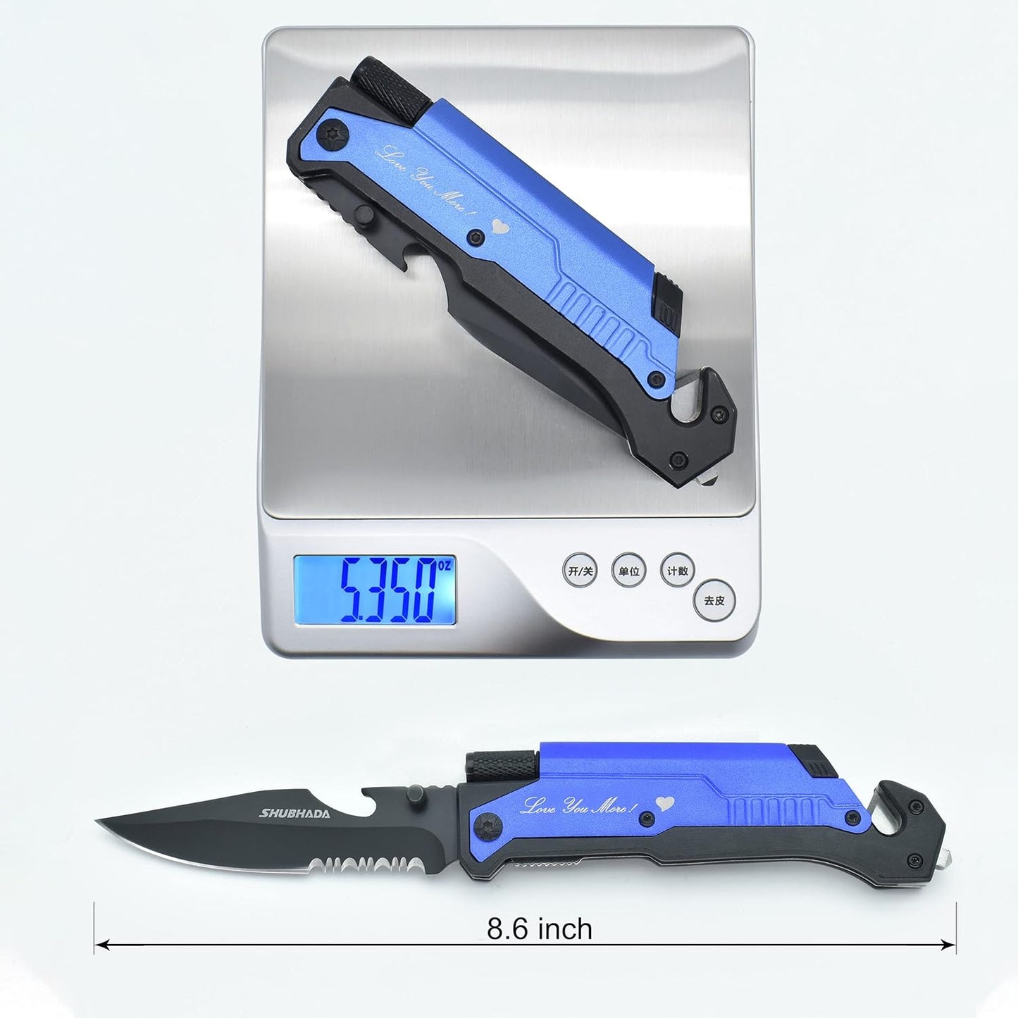 Skiennix Folding Pocket Knife - Multi-Function Emergency Tool with LED Light & Fire Starter | Blue