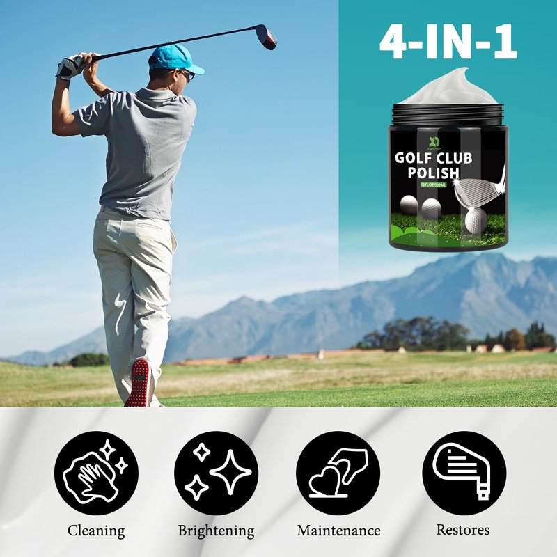XQ XIAO QIAO Golf Club Polish and Golf Club Cleaner Kit, 300ml 3-in-1 Rust, Scuff & Stain Remover and Rust Remover for Aluminum, Metal, Zinc and Steel