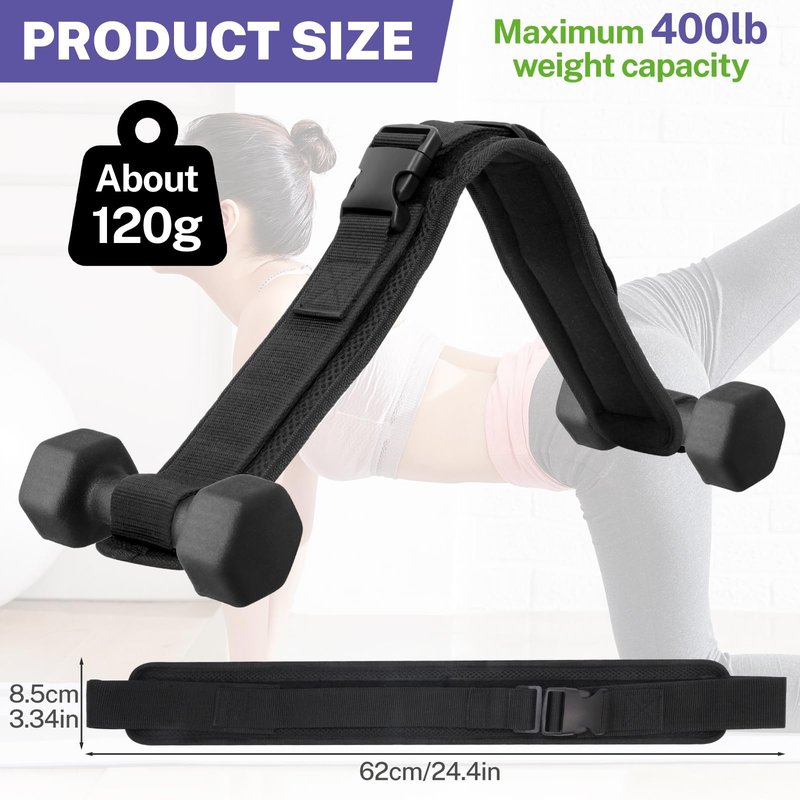 Hip Thrust Belt for Dumbbells, Adjustable Hip Thrust Slip-Resistant Padding, Exercise Belt for Glutes & Squats, Comfortable Weightlifting Belt Support for Glute Workout Equipment, Use with Heavy Duty Kettlebells & Plates Up to 400 lbs