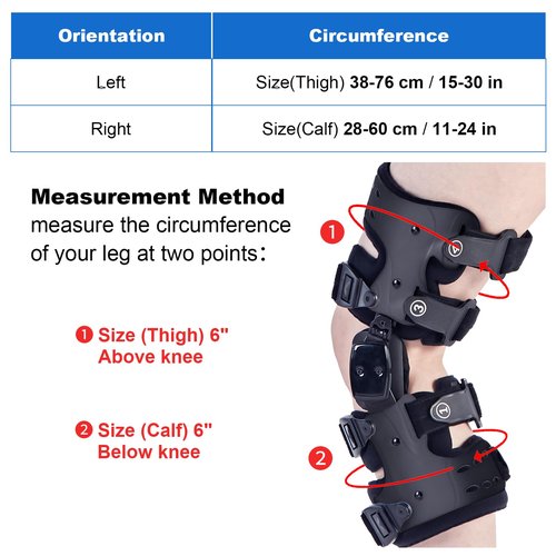 EZWORK OA Unloader Knee Brace - Arthritis Pain Relief, Osteoarthritis, Bone on Bone Knee Joint Pain, Cartilage Defect Repair, Avascular Necrosis Hinged, Degeneration (Black Left)