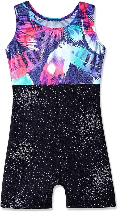HOZIY Leotards for Girls - Sparkly Snowflake Biketard in Blue, Purple & Hot Pink | Perfect for Gymnastics