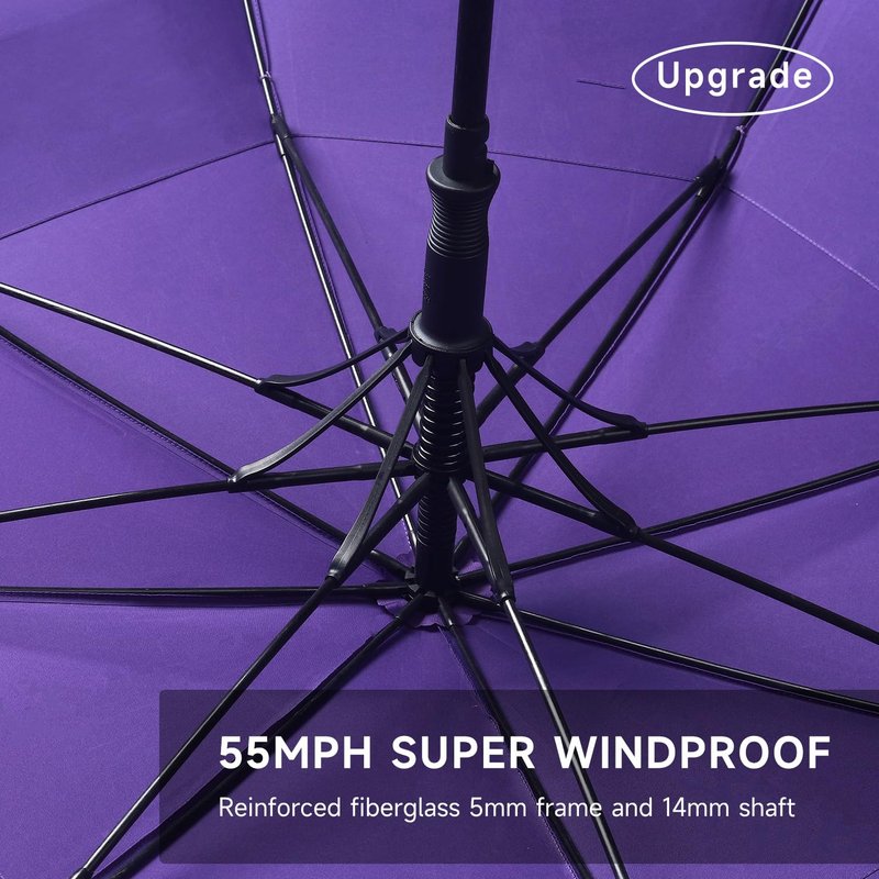RUMBRELLA 55/62 Inch UV Golf Umbrella Large Oversize Double Canopy Vented Windproof Auto Open Stick Umbrella