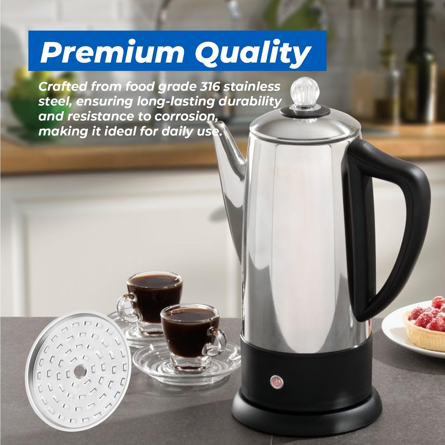 44199 Stainless Steel Percolator Basket Lid Cover for Presto 0281103 0281104 0281105 Percolator Coffee Pot Replacement Parts