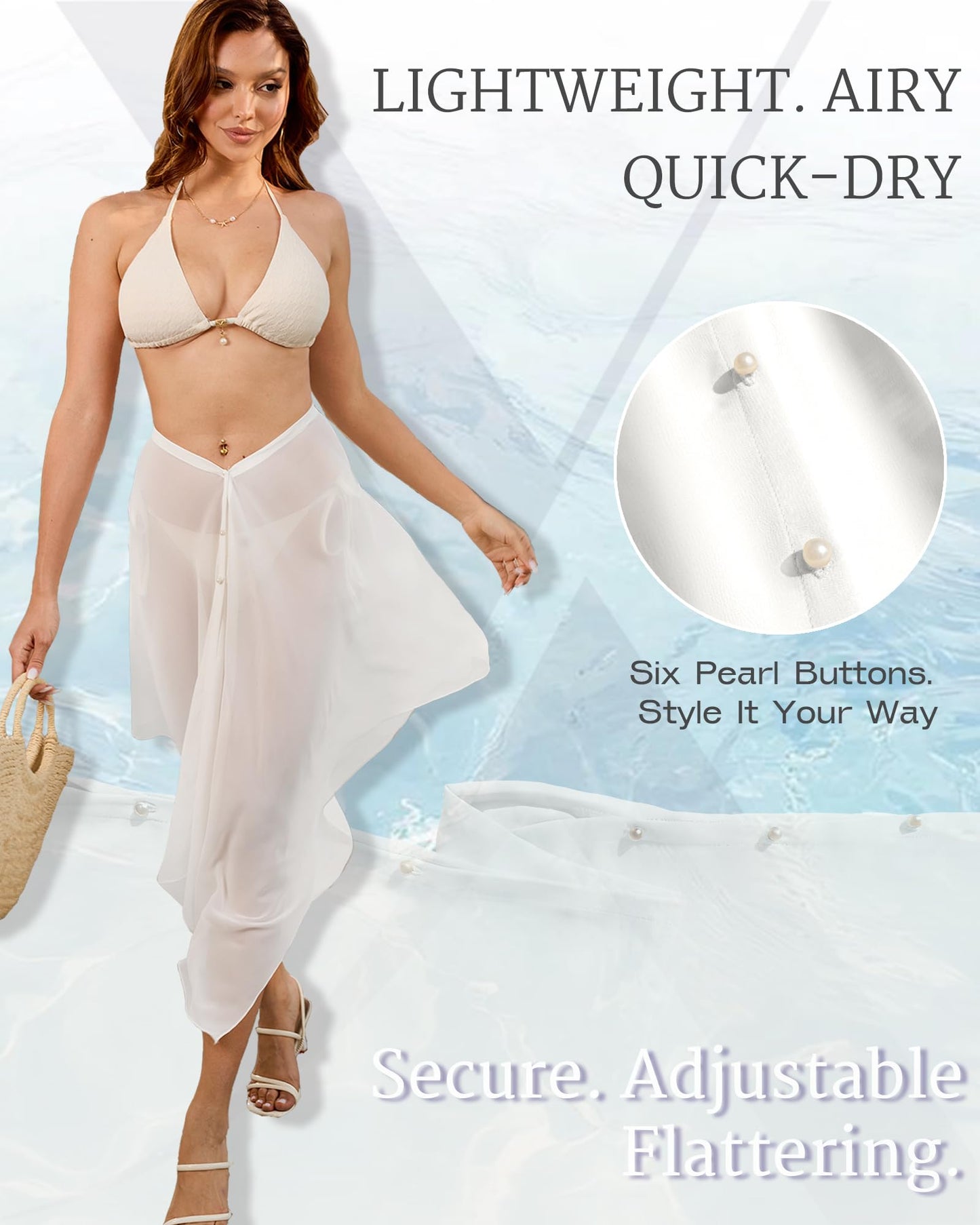 Kylollx White Sarong Wrap for Women Multiway Beach Cover Up 9 Ways to Wear