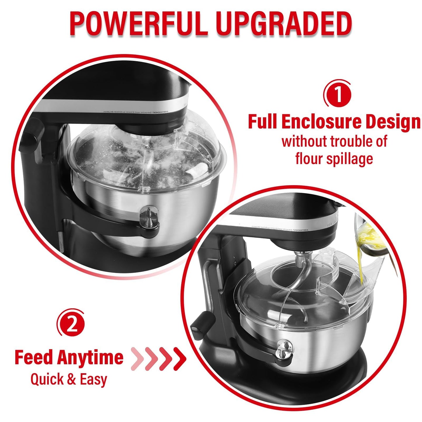 Pouring Shield for KitchenAid 6-7Qt Bowl Lift Stand Mixer (for Stainless Steel Bowls Only), Splash Guard Mixers Bowl Cover for Kitchen aid 6-7Qt Accessories and Attachments (Clear)