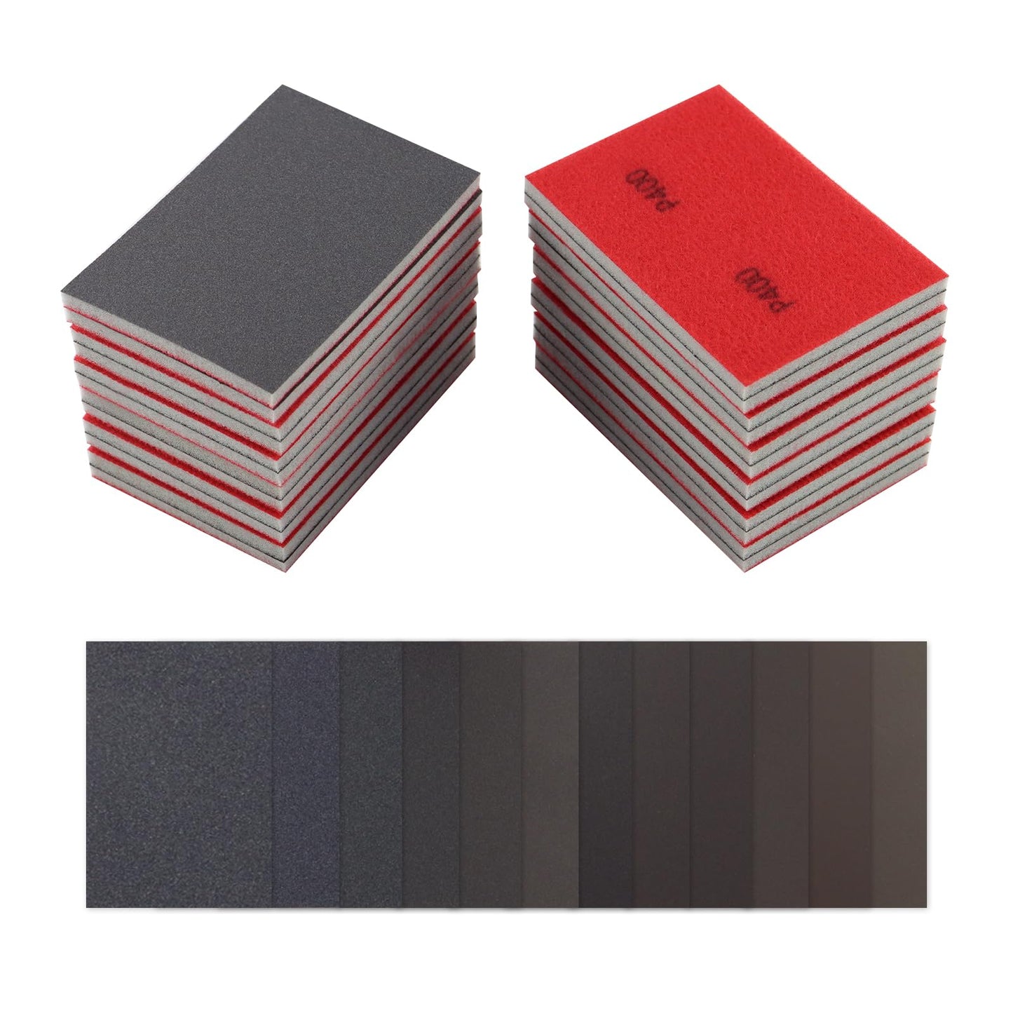 24pcs Sanding Sponge Set, 12 Different Grades of Sanding Block 180-3000Grits, Reusable Wet and Dry 4"x3" Sand Paper for Metal Wood Drywall Walls Stone Automotive Paint Plastic DIY(Variety of Grits)