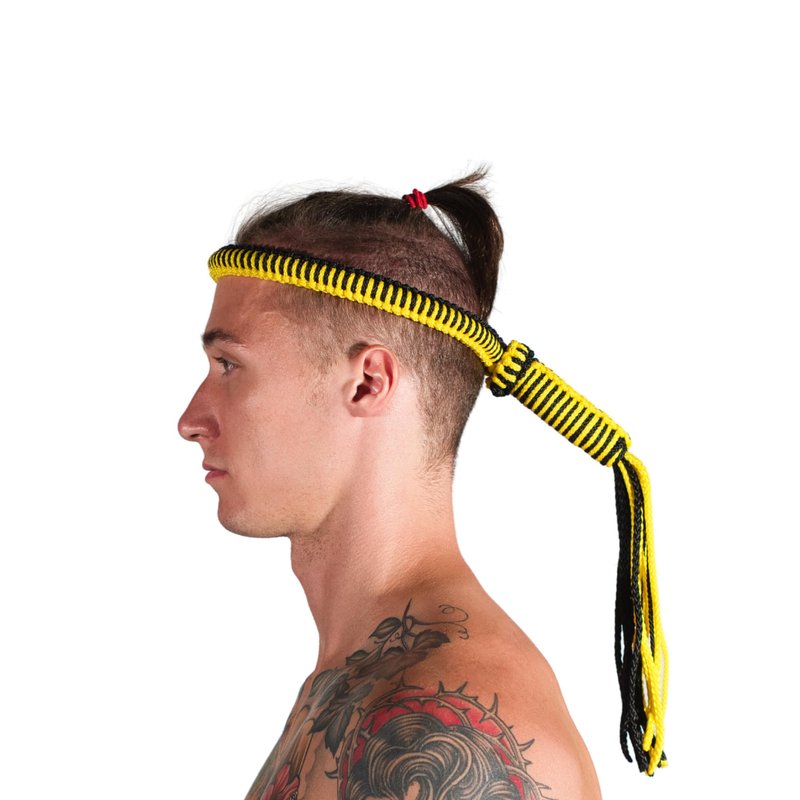 SIAMKICK Premium Traditional Muay Thai Mongkol Headband, Handmade Authentic Mongkon Headpiece, Wai Kru Thai Boxing & Kickboxing (Bumblebee)
