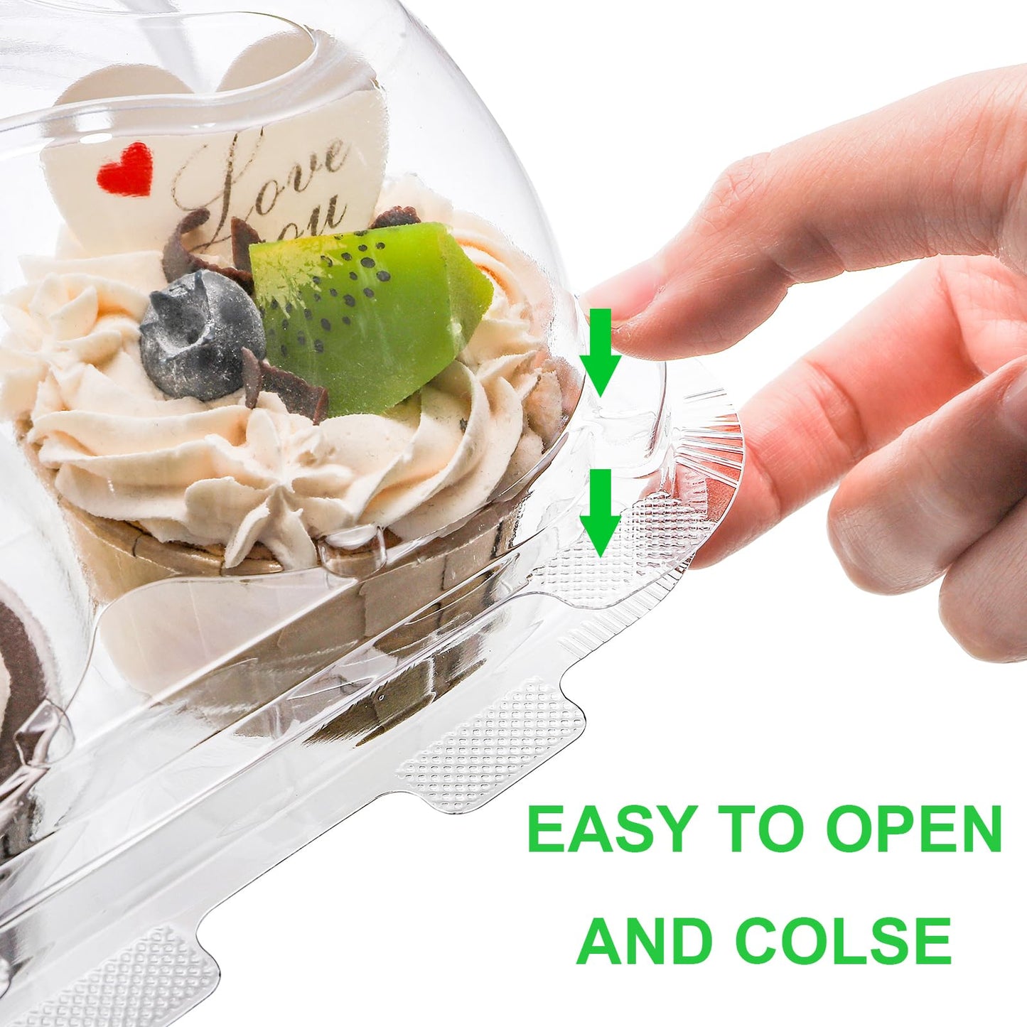 Bekith 60 Count 4-Compartment Plastic Cupcake Containers - Disposable Cupcake Trays Holder Carrier Box with Lids for Cupcakes & Muffins - Hinged Lock Cupcake Clamshell - Deep Cups for Cupcake Storage