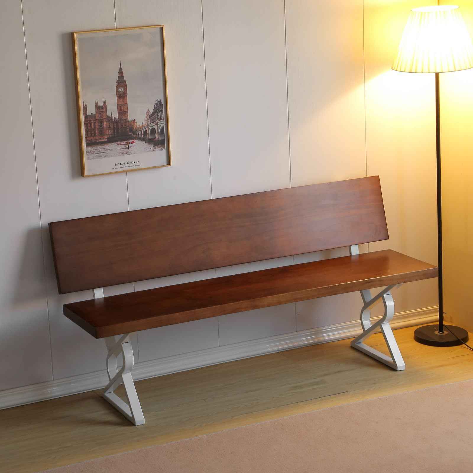 HEONITURE 16 Inch Metal Bench Legs,Backrest Bracket Set of 2,Ideal for DIY Projects with Butcher Block Countertops and Wood Slab Benches Indoor/Outdoor (White, 16" x 17.7")