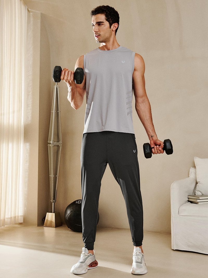NORTHYARD Men's Running Jogger Pants Athletic Workout Sweatpants with Zipper Pockets Gym Track Jogging Sweatpant Black-L