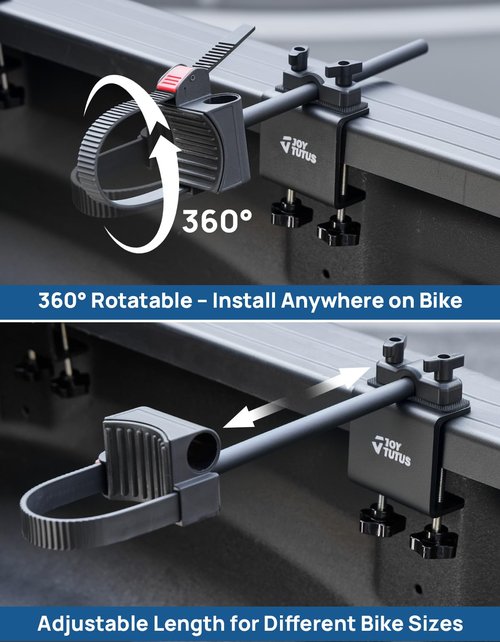 JOYTUTUS Truck Bed Bike Rack Mount, Bike Rack for Pickup Truck Bed, No Remove Tire, Anti-Wobble Bike Holder, Strengthen Metal Bicycle Mount