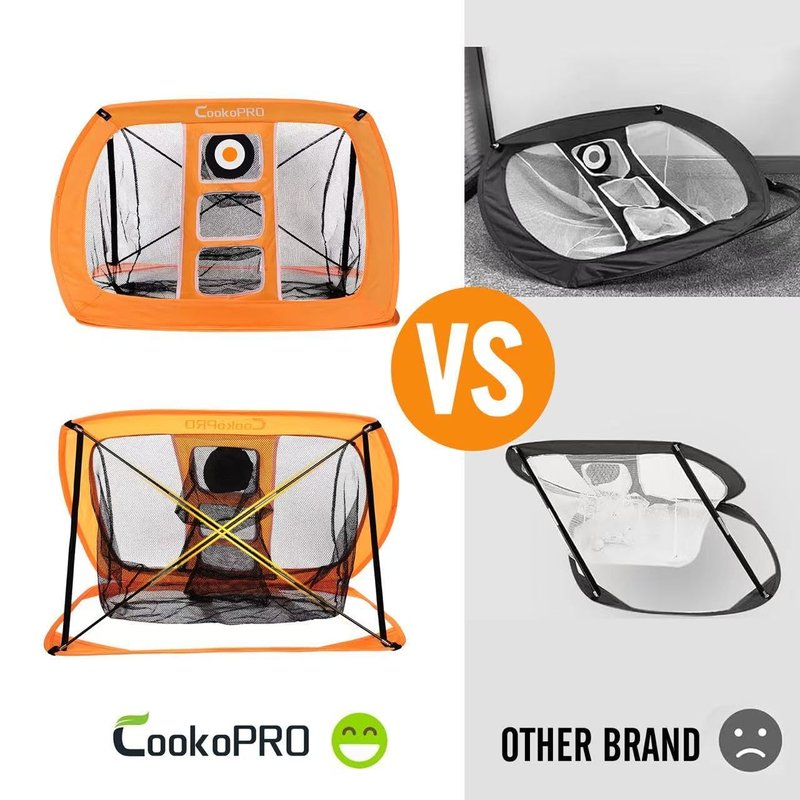 CookoPRO Golf Chipping Net Set,Pop Up Net with Durable Rubber Training Mat,10 Golf Tees,6 Practice Balls,6 Foam Balls and Carry Bag for Indoor & Outdoor Game