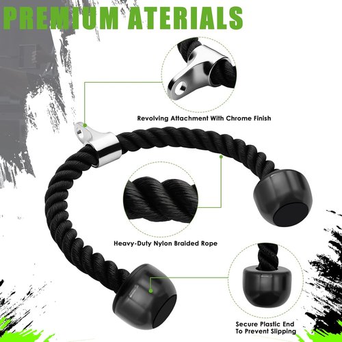 Double D Row Handle | LAT Pulldown Attachment with Comfort Rubber Grip - 1.3 Inch Diameter for Home Gym