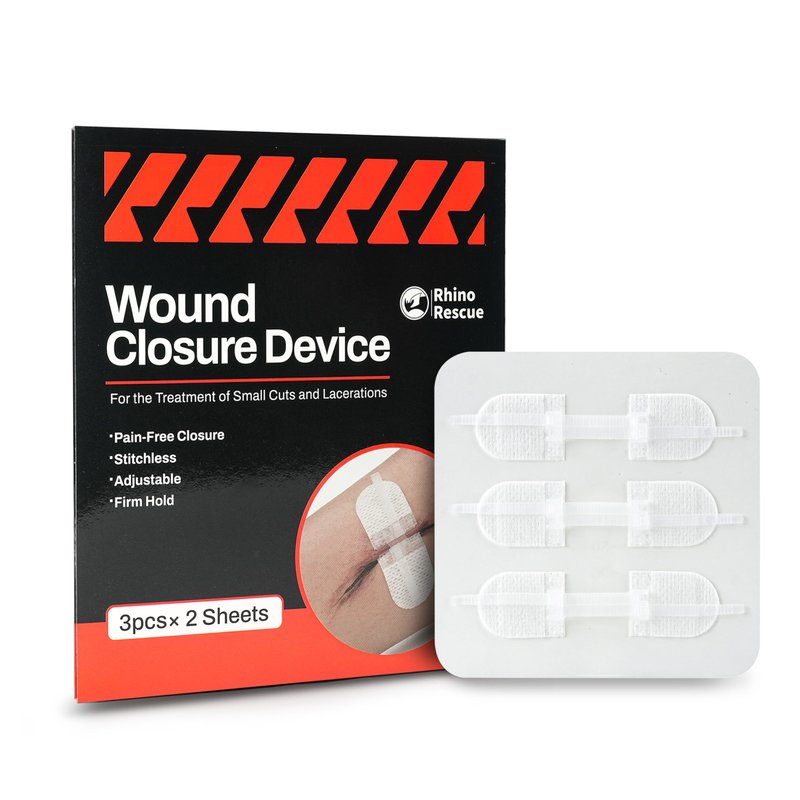RHINO RESCUE Wound Closure Device 6pcs, Wound Closure Strips Without Suture for Cut Care Device, Adhesive Bandages