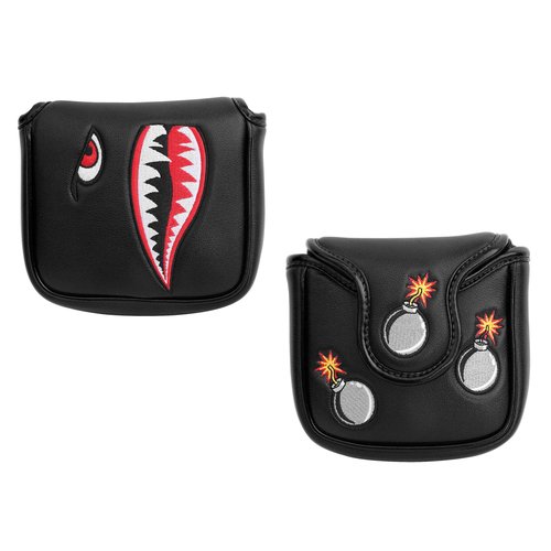 SHABIER Black Golf Putter Cover with Tiger Shark Design Golf Large Mallet Headcover