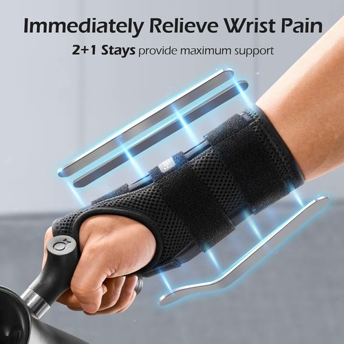FREETOO Wrist Brace - Adjustable Carpal Tunnel Relief & Support | Left Hand Splint for Tendonitis, Arthritis - Black (S/M)