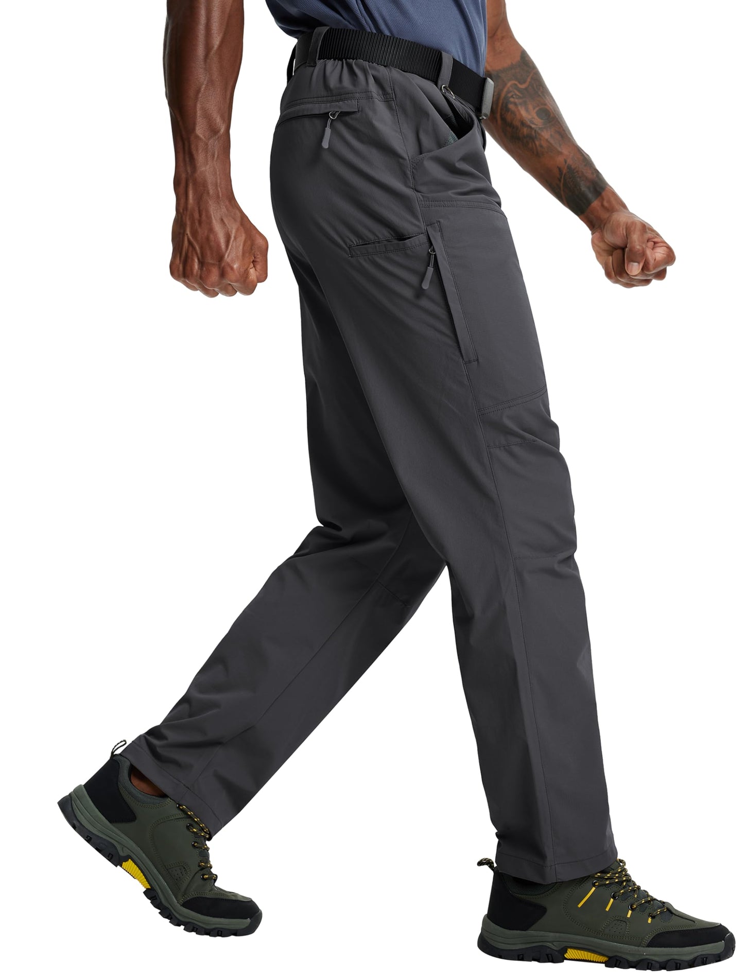 Zoofly Mens Cargo Pants Water Resistant Quick Dry Hiking Work Pants Nylon Light Weight Stretch Comfy Travel Fishing (Dark Grey, 36W*30L)