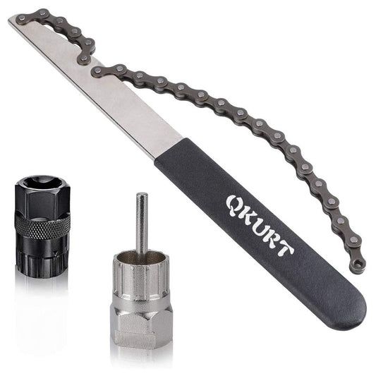 QKURT Bike Chain Whip Tool Kit, 3PCS Cycle Cassette Removal Tool Fit for 7,8,9,10,11,12 Speed Chains